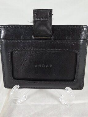 Andar "The Denner" Black Premium Full Grain Leather Minimalist Card Wallet